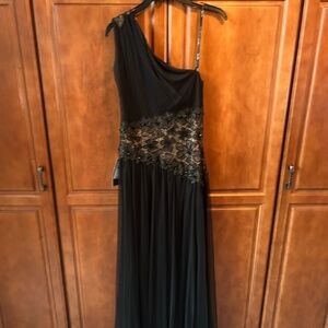 Tadashi Shoji New One Shoulder Black Maxi Dress Size 10